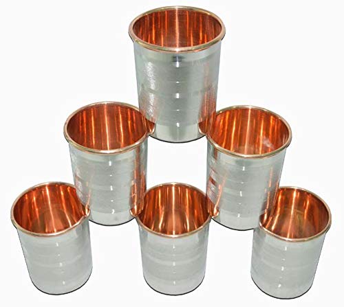 GLASS SET COPPER WITH STEEL 6 PIECES