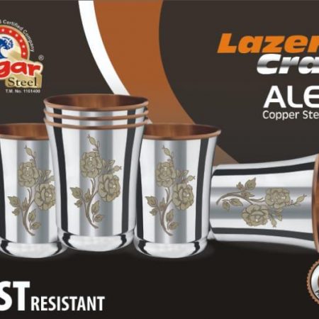 ALEXA GLASS SET COPPER WITH STEEL 6 PIECES